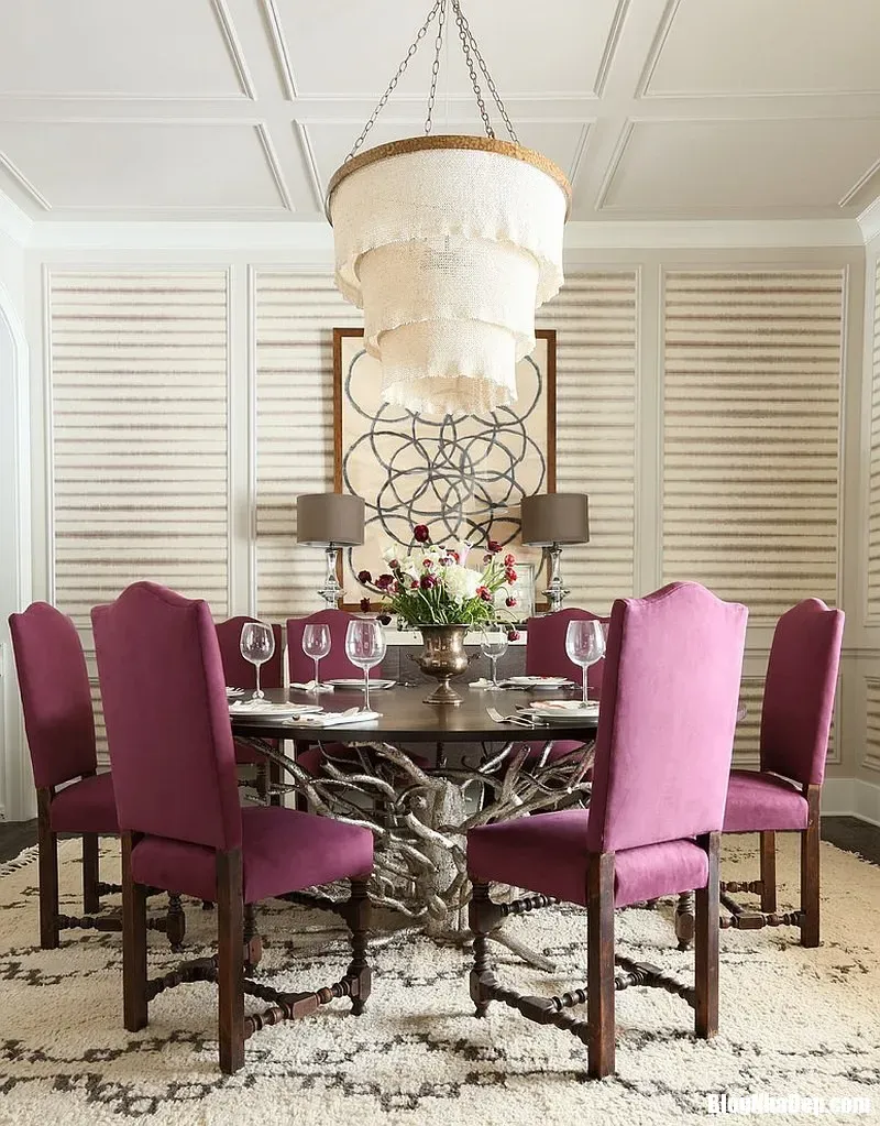 Cách mix màu tím đẹp thanh lịch cho không gian phòng ăn