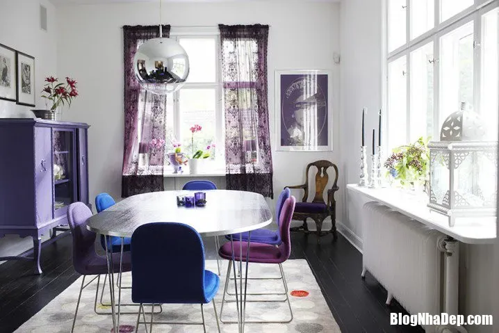 Cách mix màu tím đẹp thanh lịch cho không gian phòng ăn
