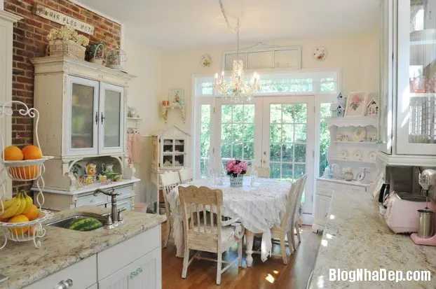 Mẫu phòng bếp lãng mạn theo phong cách vintage
