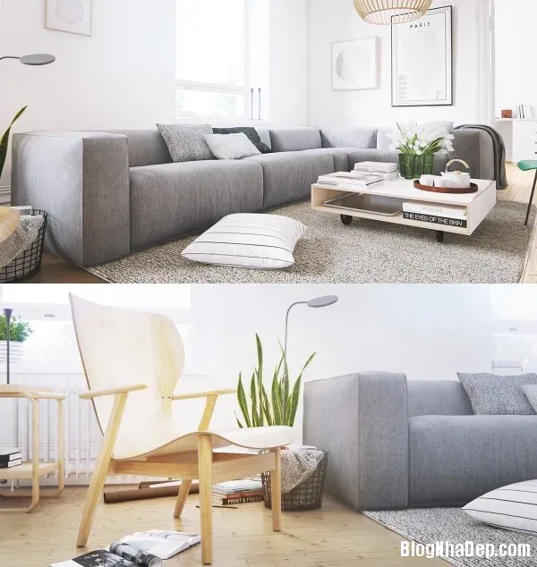 Mẫu thiết kế phòng khách hiện đại với nội thất tối giản