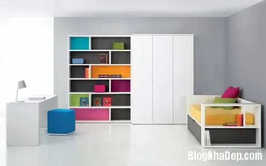Phòng cho bé ngăn nắp và ấn tượng với các sắc màu