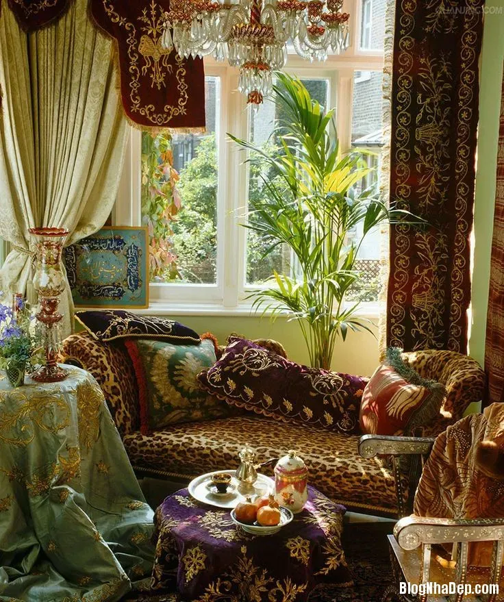 Phòng khách lãng mạn và lạ mắt theo phong cách Bohemian